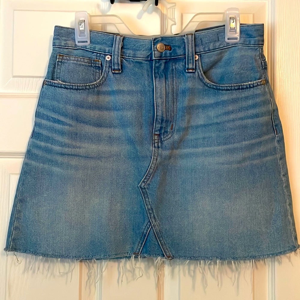 Fringe detail denim skirt